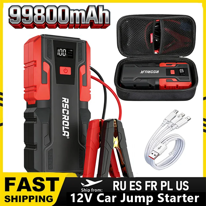 Rscrola Power Bank 3000A Jump Starter Portable Charger Car Booster 12V Auto Starting Device Emergency Car Battery Starter