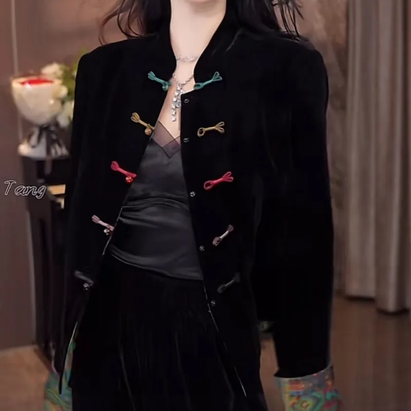 

Buttoned Long Sleeve Cardigan Contrast Color Round Neck Casual Elegant Fashion Jacket Women's Top