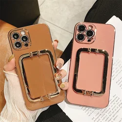 Luxury Plating Bracket Ring Silicone Case For iPhone 15 Pro Max 14 13 12 Mini 11 Pro XS MAX XR X 8 7 6 6 PIus SE 2020 SE2 Cover