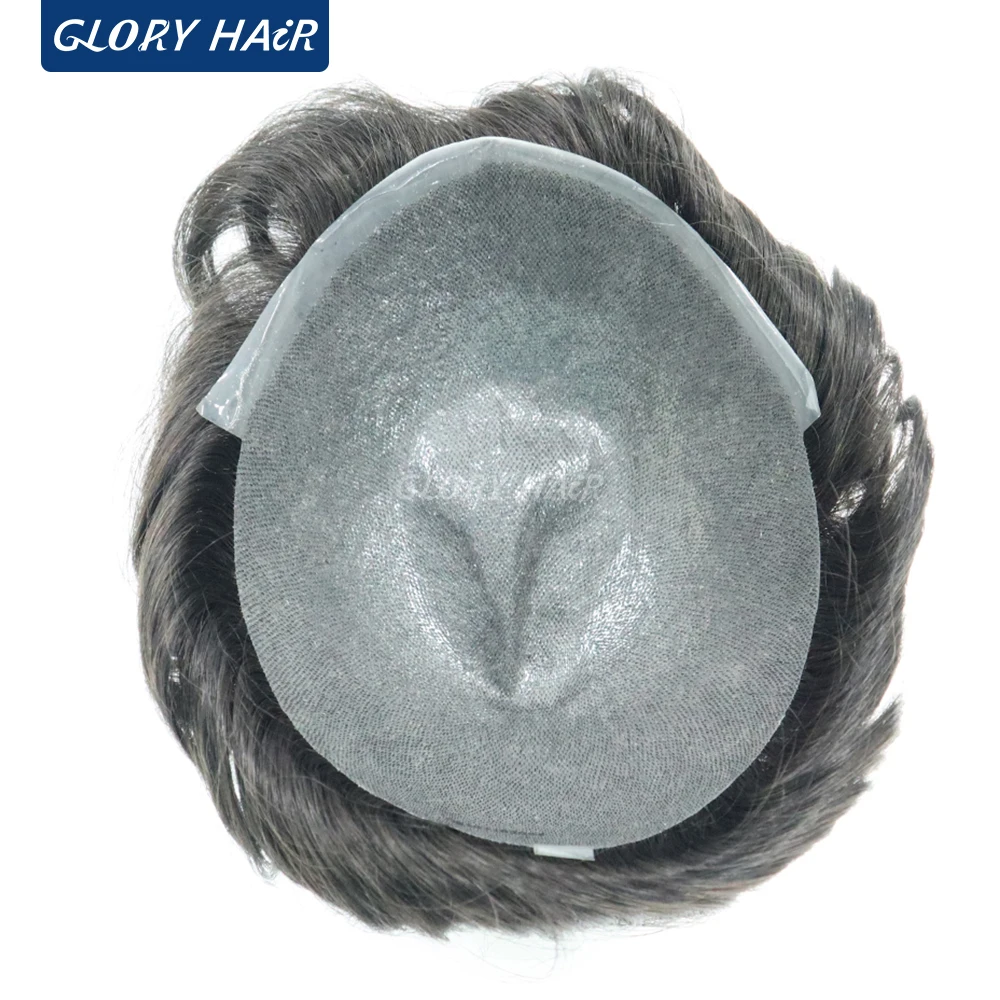 

Gloryhair Dura Bio Men Toupee Indian Human Hair Wigs Thin Skin Wigs With Knots Invisible Natural Hairline Hair System Units