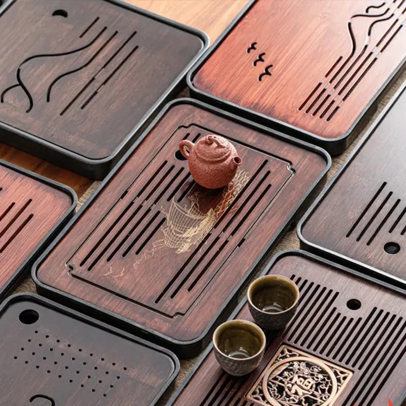 

Бамбуковый поднос для чая кунг-фу, новый бытовой простой поднос для хранения воды, японский прямоугольный современный стол, сухой и влажный подарок-амфибия