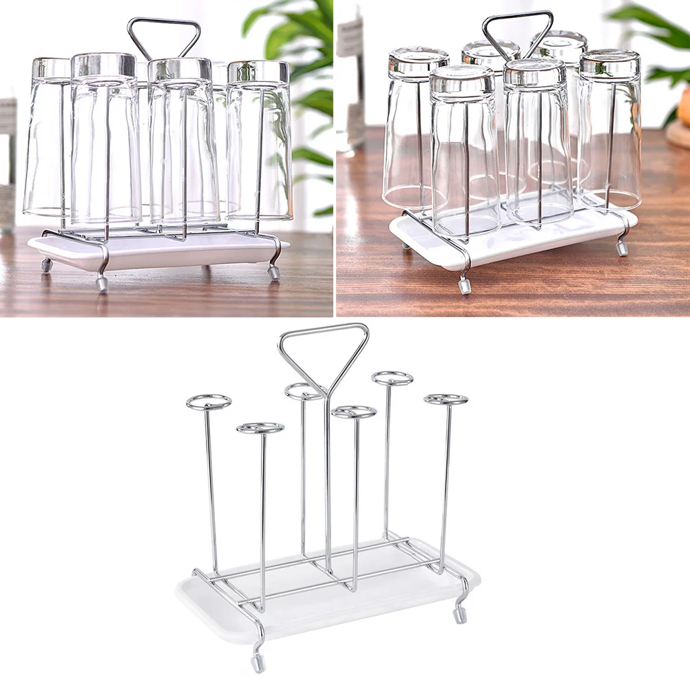 

Glass Cup Holder Iron Mug Rack Square Base Stable Fast Draining Drying Shelf For Mugs Cups Bottles Kitchen Bathroom