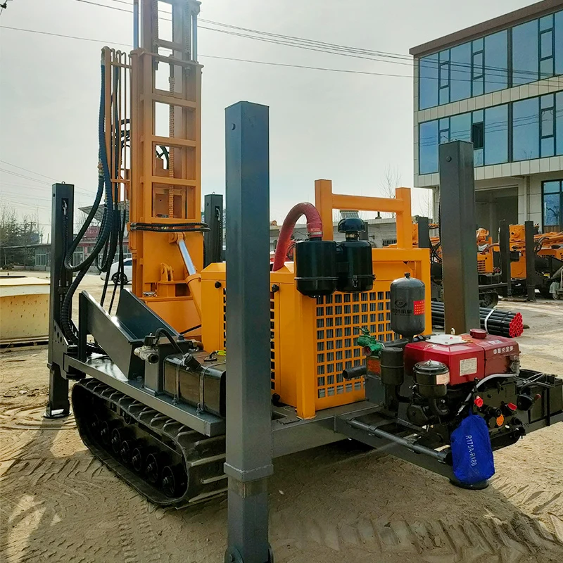 Crawler Diesel-Powered Water Well Drilling Rig Fast Borehole Drilling Mobile Flexible Accurate Positioning Premium Gear Pump Max
