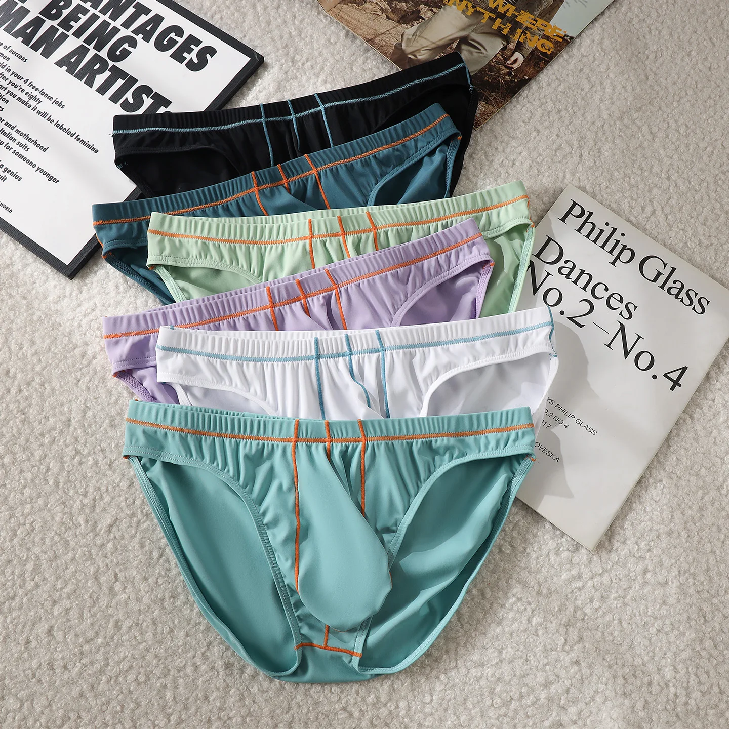 Mens Underwear Briefs SoftNylon Panties For Man Brief Shorts Homme Ropa Patchwork Low Waist Underpants Cueca Plus Size M-XXL 6