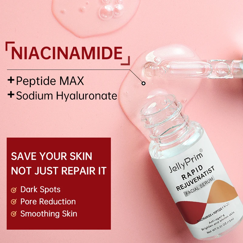 Niacinamide Dark Sport Face Serum Pore Shrinking Hyaluronic Acid Moisturizing Minimize Large Pores Facial Serum Skin Care