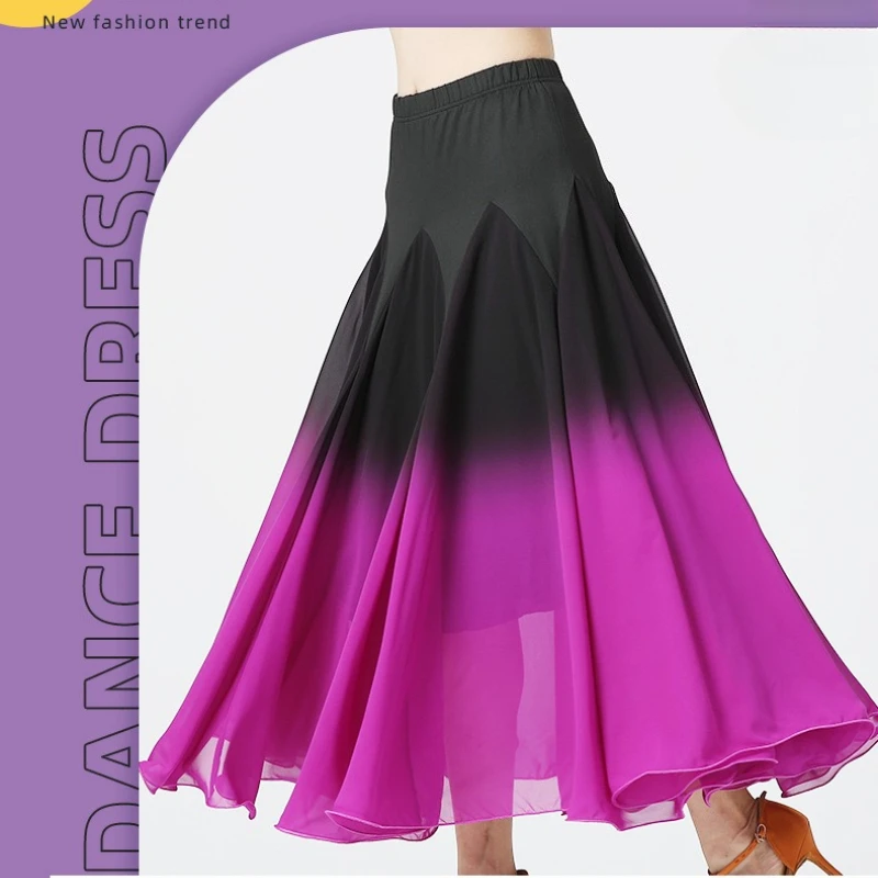 

THEEPER Women's Gradient Flamenco Dance Skirt, Large Hem Long Swing, Performance Ballroom Tango Modern Dance Costume Vestido