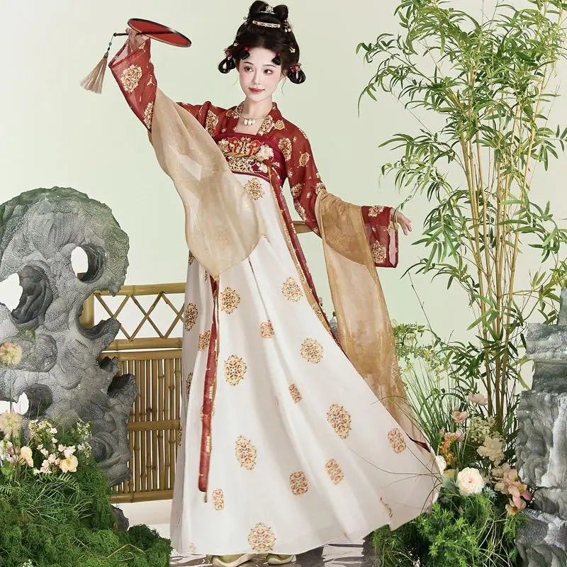

Original Tang Dynasty Hanfu - Qixiong Ruqun Floral Embroidery Ancient Chinese Costume Woman Traditional and Beautiful Dresses