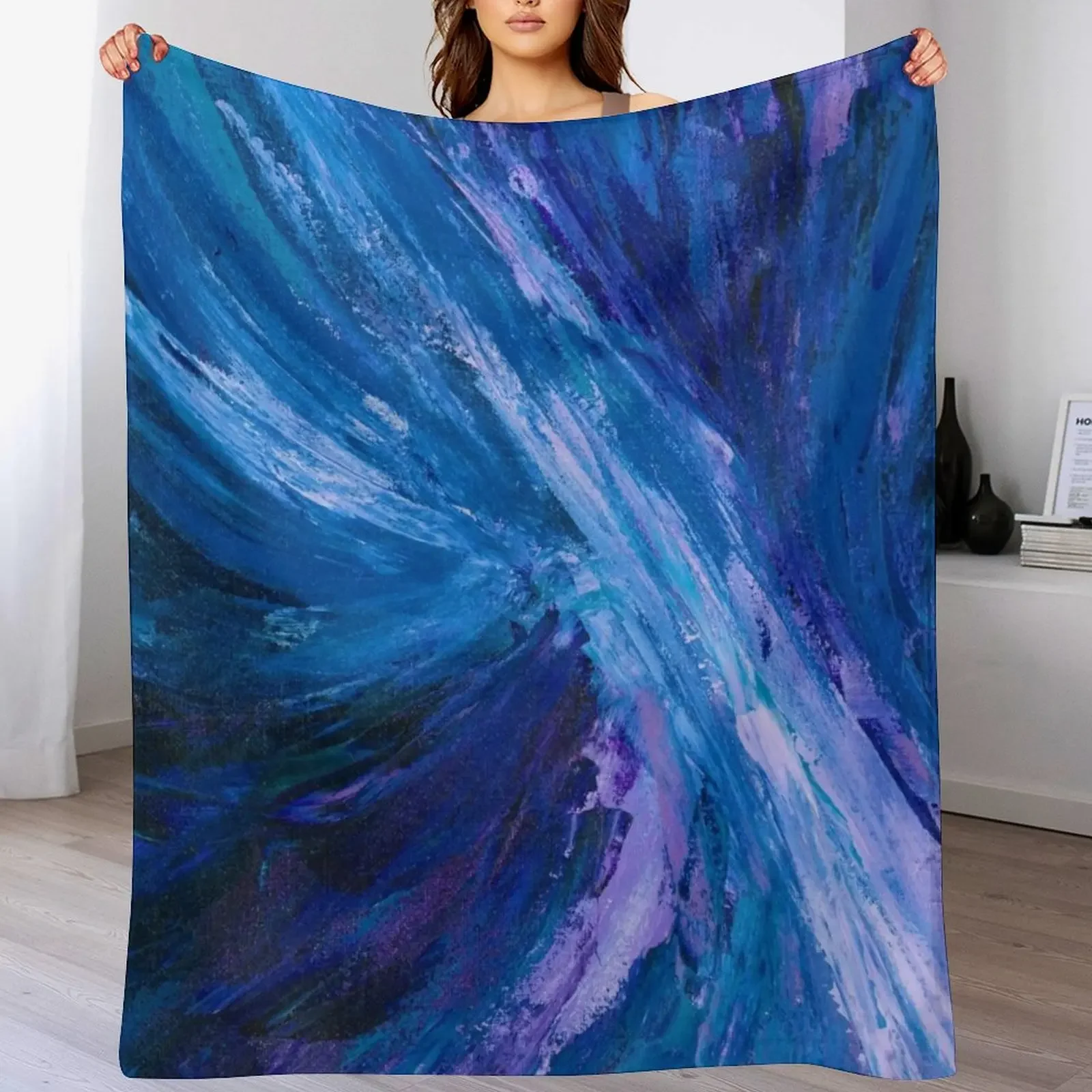 Intuitive Abstract Water Landscape by Courtney Hatcher Throw Blanket Soft Plush Plaid Decorative Sofas Blankets