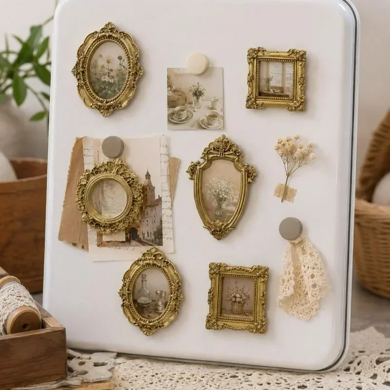 Mini Vintage-Rahmen Antike Harz-Bilderrahmen-Ornamente Kleine Goldene Bilderrahmen DIY Wanddekoration Schmuck-Präsentationszubehör – Detail 8