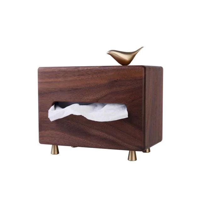 Black Walnut Decorative Tissue Box, Living Room Solid Wood Minimalist Restaurant Light Luxury Hotel Household Paper Box