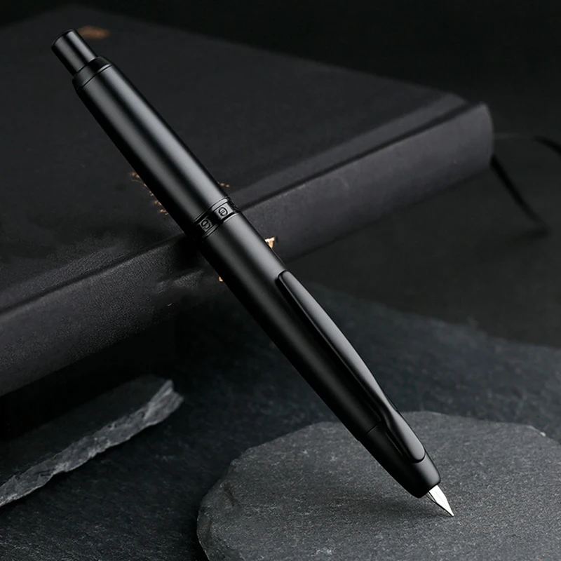 Press Retractable Fountain Pen Extra Fine Nib Metal Matte Ink Pen Practice Writing Fountain Pen