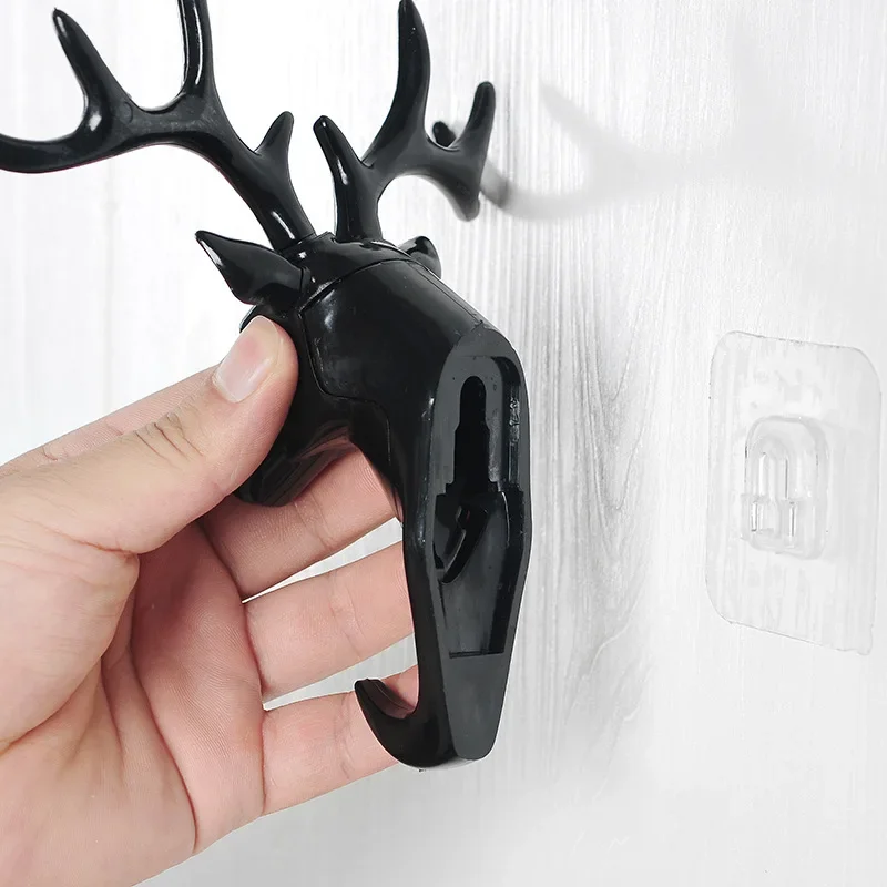 1p Antlers Self-adhesive Hooks Keys Storage Holder Hang On The Wall Hooks Hangers Bag Coat Rack For Home Wall Hanging Decor Deer