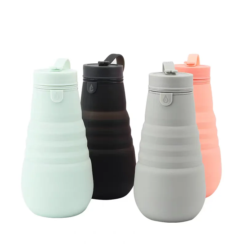 

1Pc 20oz / 592ml Collapsible Water Bottle,Leak-Proof Reusable Silicone Travel Cup,Outdoor Hiking Water Cup Bar Tool