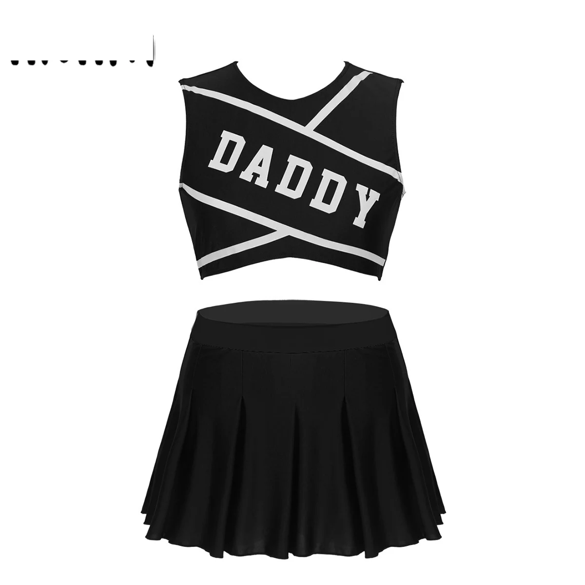 Iiniim-cheerleader papai amante traje para o dia das bruxas, traje cosplay, top curto com mini saia plissada para as mulheres, aluna adulta