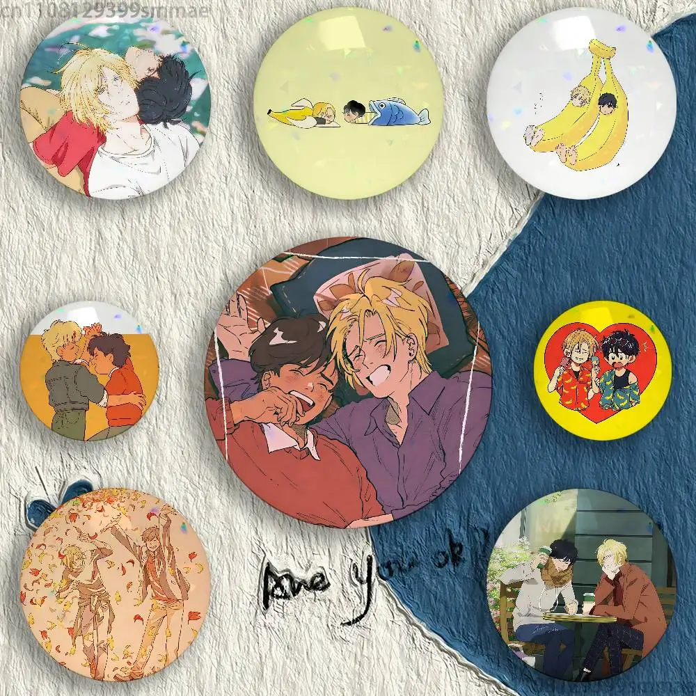 Banana Fish Ash Lynx  Pins 58mm Cute Cartoon Badge Handmade Brooches for Backpack Accessories Jewelry Gifts