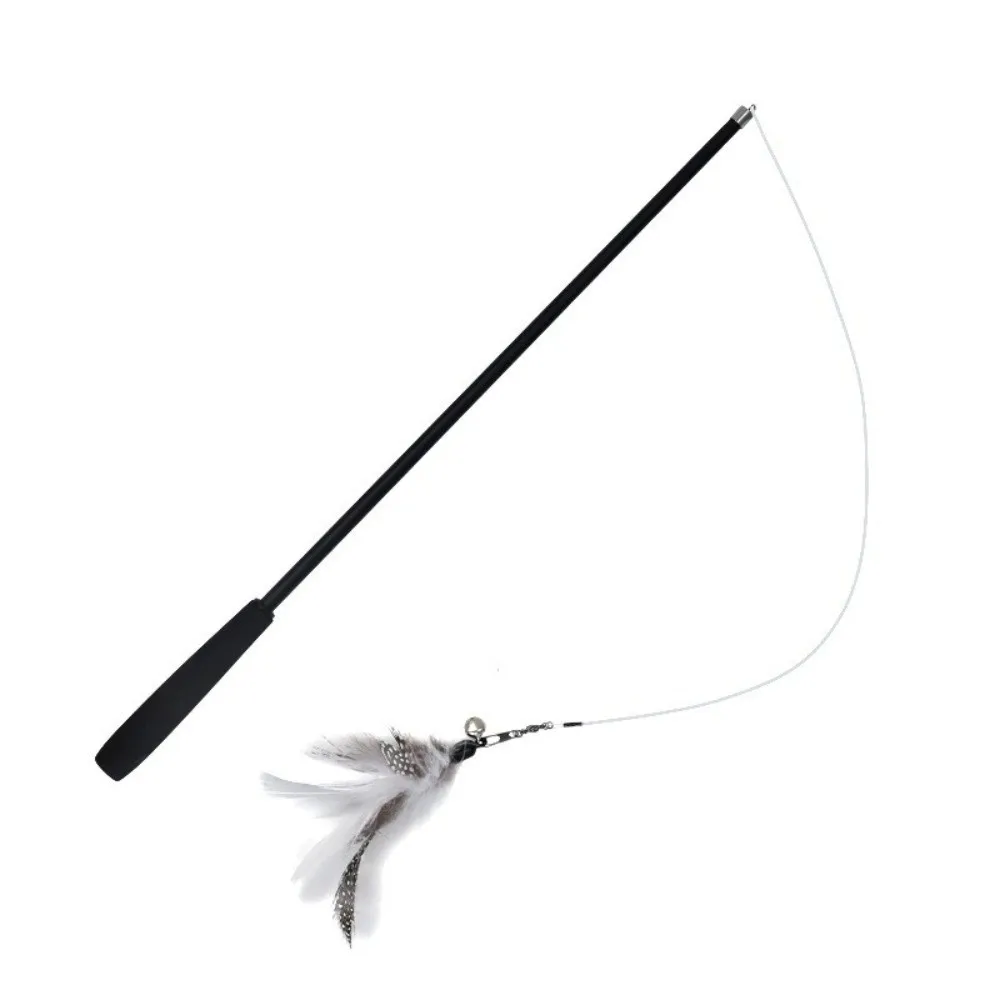 1.8m Extra Long Retractable Cat Wand 4-Section Telescopic with Detachable Feather Worm Refill Cat Teaser Stick Cat Playing