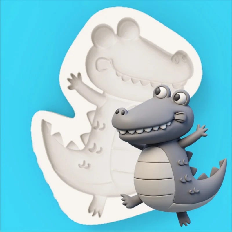 Lively Smiling Crocodile-Shaped Silicone Mold Crocodile Figurine Fondant Chocolate Making Silicone Mold