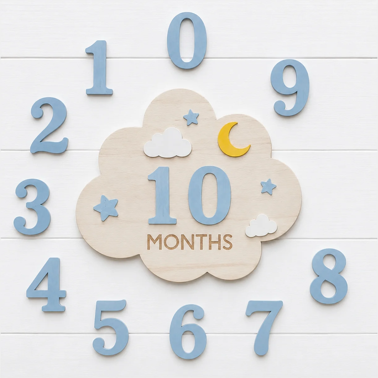 1‑Set Wooden Baby Monthly Milestone Cards, 1‑12 Months Growth Photo Props, Newborn Photography Sign, Holiday Gift view 3