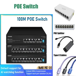 POE Switch 6 Port,Type C Cable gigabit poe splitter Active POE for IP Cameras, Wireless AP Switch, Gigabit IEEE 802.3 AF/AT