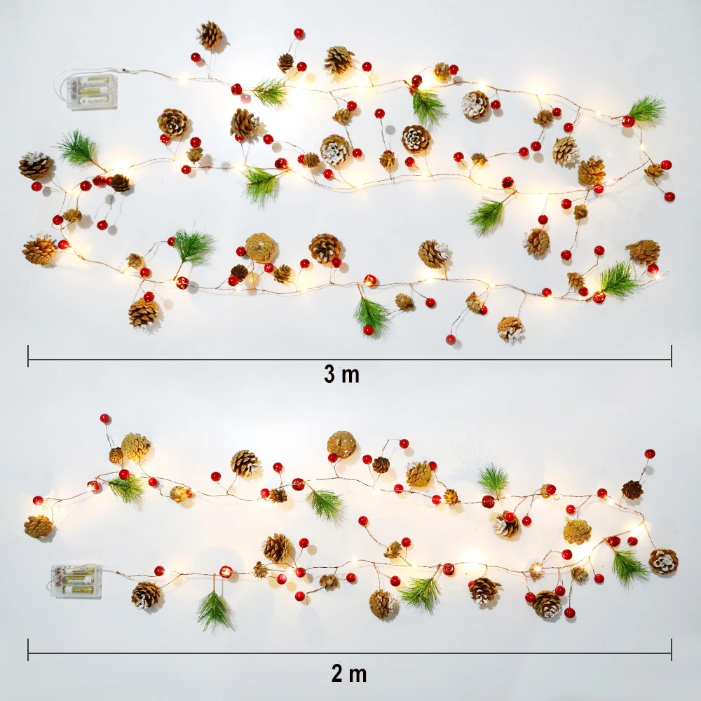 30leds 20leds Christmas Pinecone Lights String Fairy Pine Needle Garland Decoration Light for Xmas Wedding Thanksgiving New Year