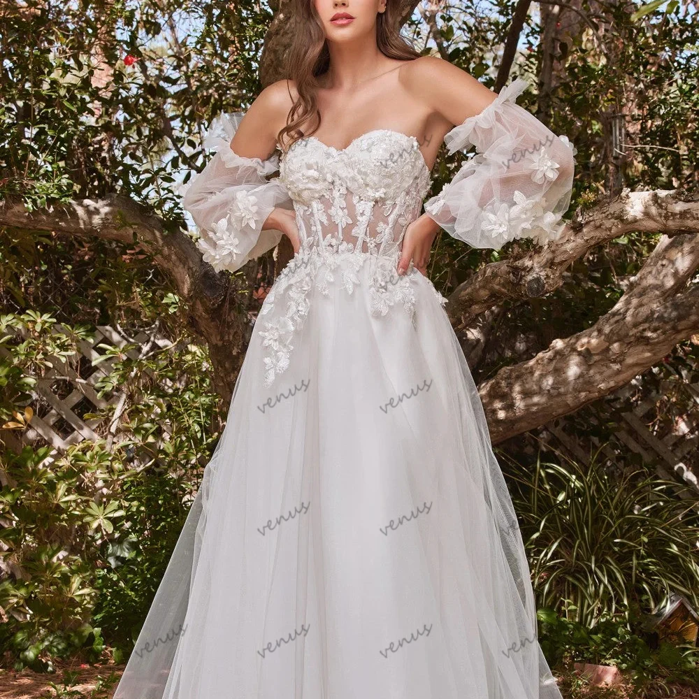 

Elegant Wedding Dresses A Line Bridal Gowns Lace Appliques Off The Shoulder Robes For Women Vestidos De Novia Customized 2025