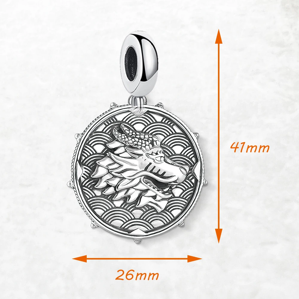 Coin Drache & Tiger Pendant Dangle Charm Women Men Punk 925 Sterling Silver  Fine Jewelry