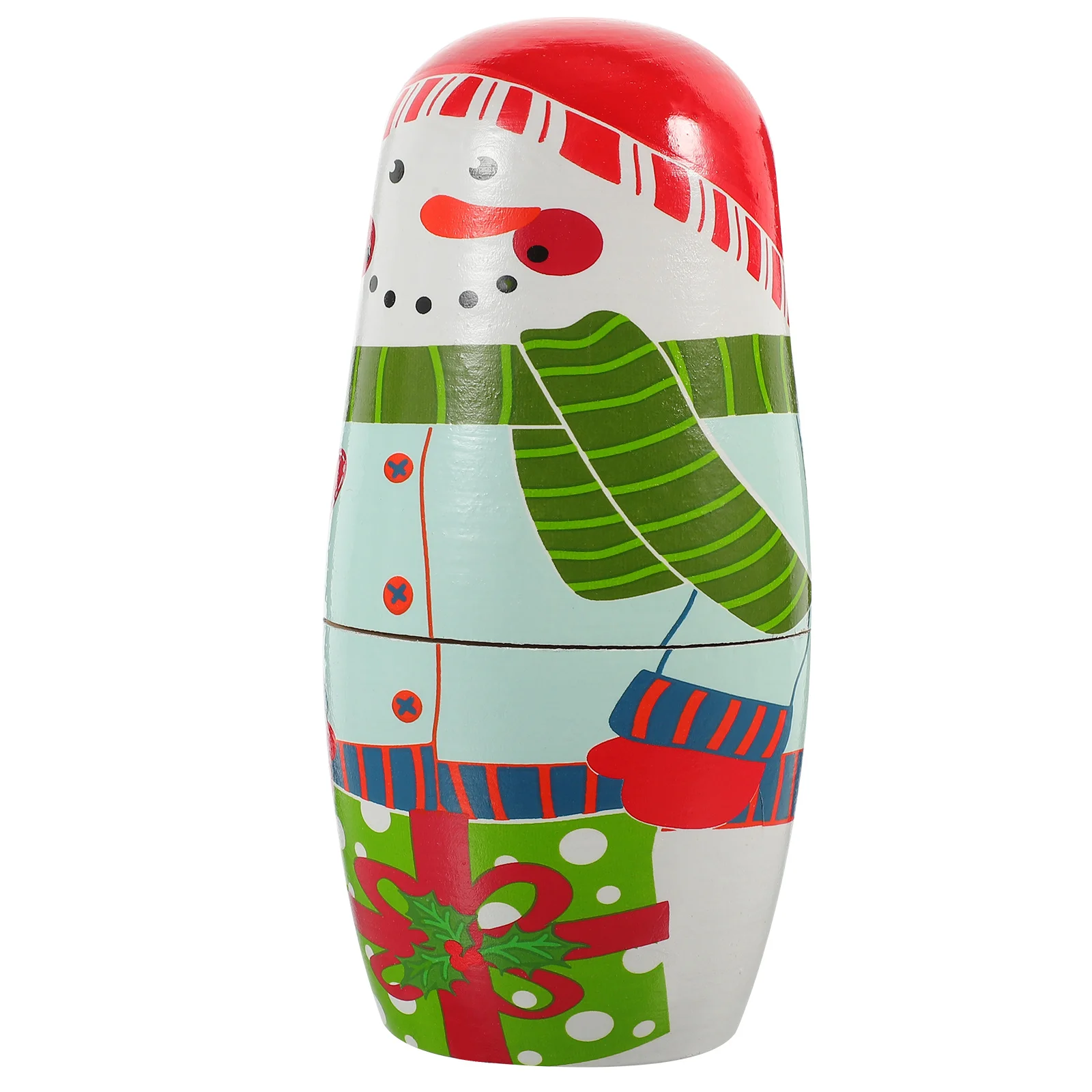 

1Set Christmas Nesting Snowman Ornament Wood Russian Nesting Xmas Home Decoration Gift Russian for Kids