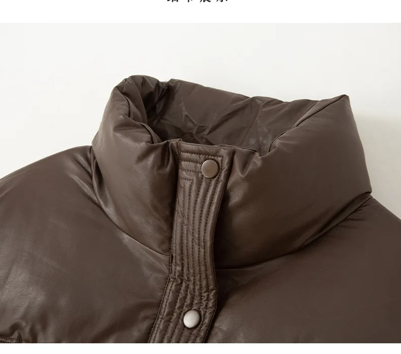 معاطف باركاس نسائية من جلد البولي يوريثان سترات قصيرة متينة وجيب بسحاب وياقة واقفة وأكمام طويلة فضفاضة وسميكة غير رسمية لخريف وشتاء 2025