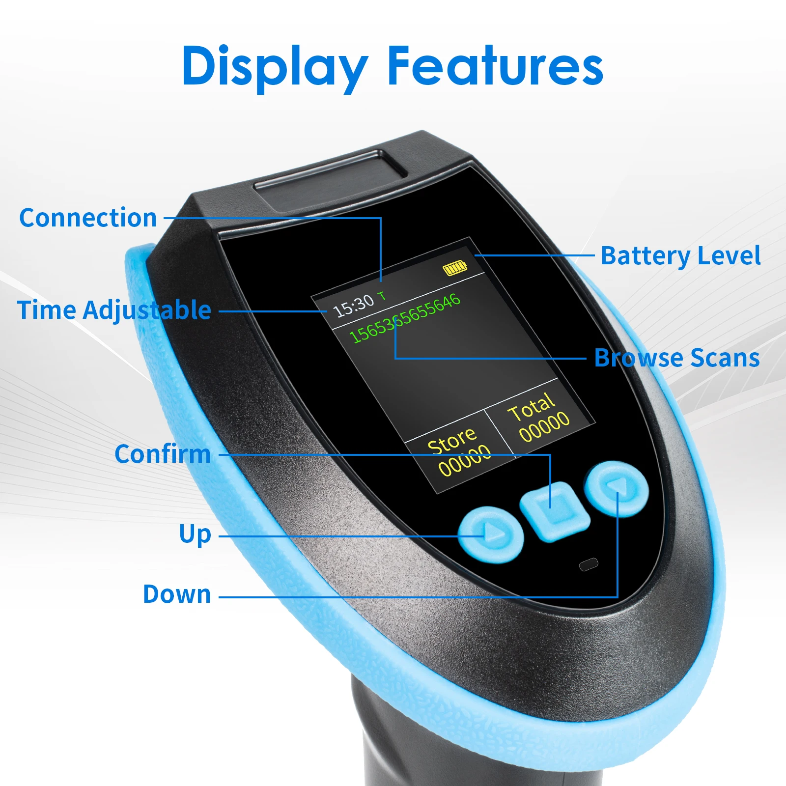 TH39 Industrial-Grade Handheld 2D Wireless Bluetooth Barcode Scanner with Display Ideal for Supermarkets, Shopping Malls, Logist