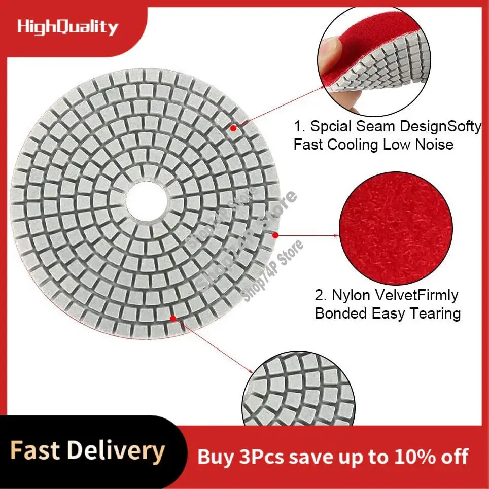 

15Pcs Diamond Polishing Pads Kit 4 Inch 100Mm Wet/Dry For Granite Stone Concrete Marble Polishing Use Grinding Discs Set-A74P