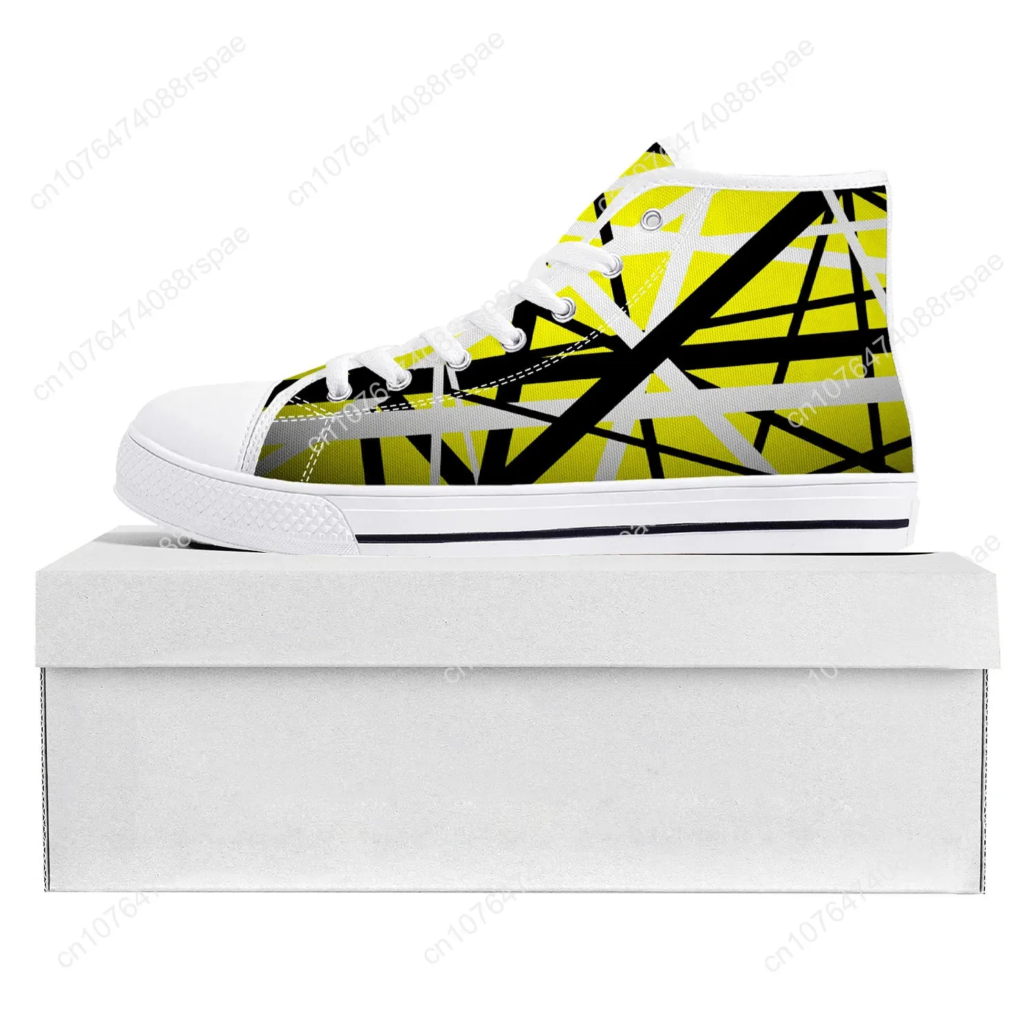 Van Halen 5150 Stripe Metal Rock Band High Top High Quality Sneakers Mens Womens Teenager Canvas Sneaker Couple Shoe Custom Shoe