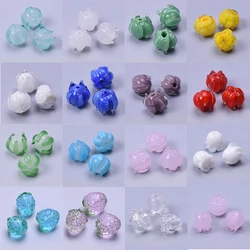 30pcs/Lot Cute Flower Lily Of The Valley Charm Pendants For Jewelry Making Supplies Handmade Glass DIY Vintage Earrings Findings