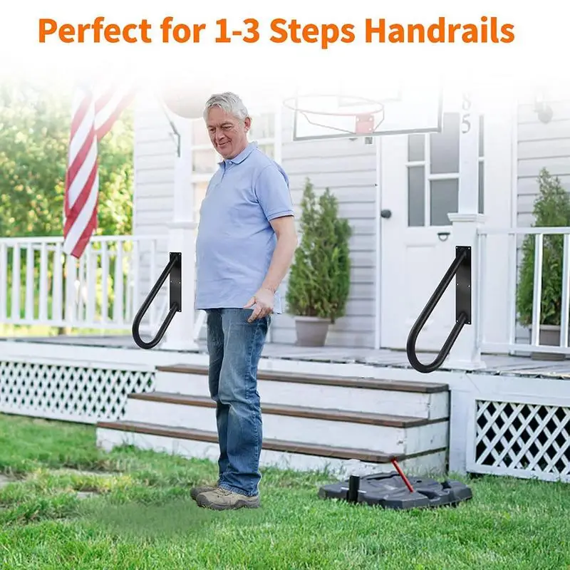 

Hold Tight Handrails Wall Mounted Metal Stair Railing U-Shaped Non-slip Grab Railing Hand Rails For Seniors Garage Porch Garden