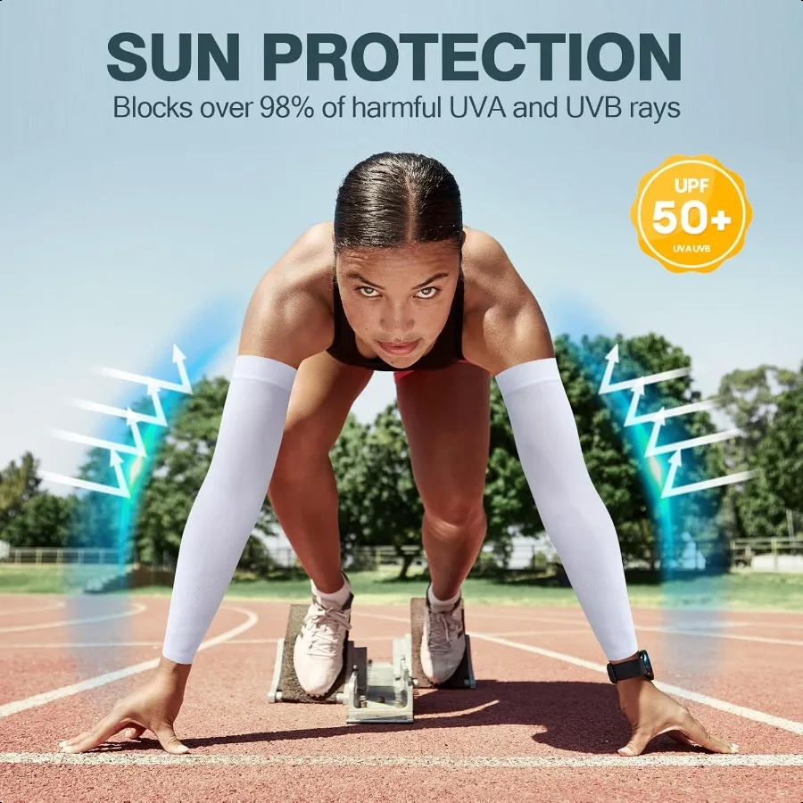 2 paia di maniche da braccio rinfrescanti con protezione UV, maniche da sole Comprion per uomo, donna, tatuaggio giovanile, copertura UPF 50