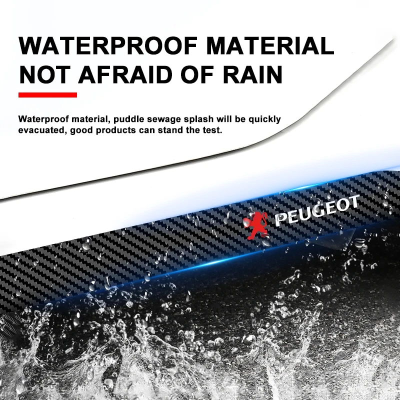 2 قطعة باب السيارة الجانب تنورة جسم السيارة ملصق ألياف الكربون لبيجو 407 3008 307 308 206 508 208 207 607 106 301 408 5008