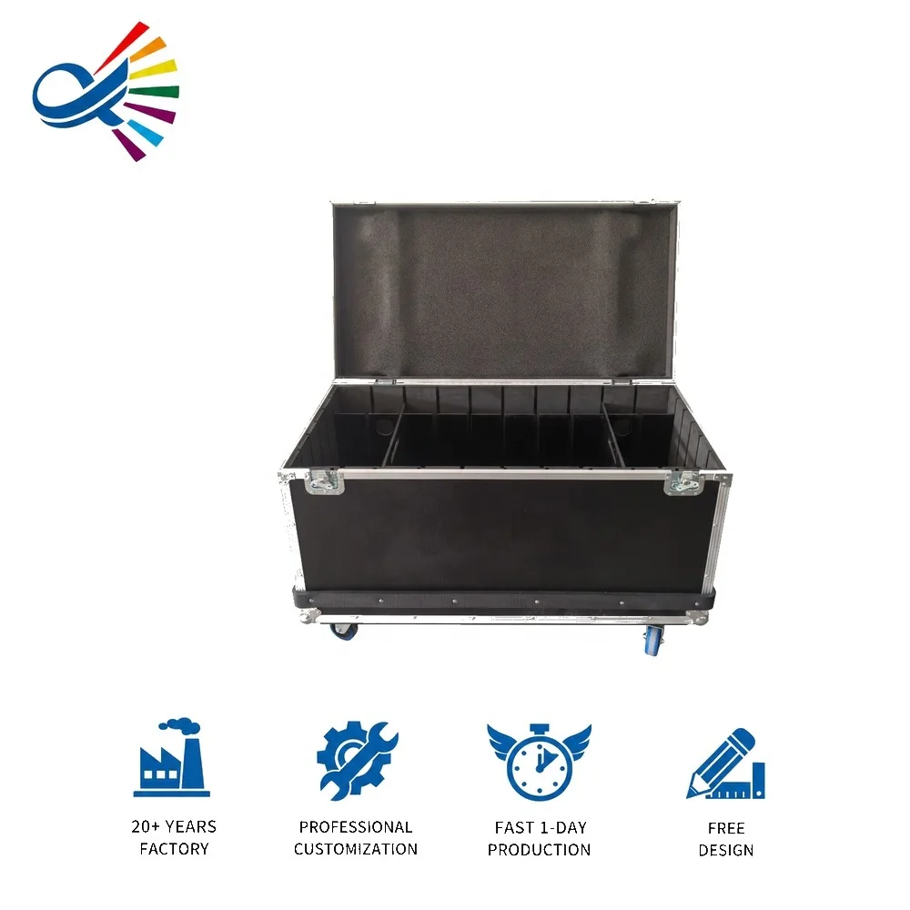 OEM ODM Custom Spares Heavy Duty Cable Road Cases Utility Trunk Touring Flight Case With Organizing Trays And Dividers