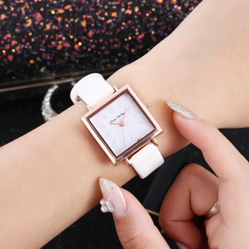 Simple Elegant Women Wrist Watch Square Quartz Wristwatches Trend Fashion Luxury PU Leather Women Watches Ladies Watch for Women