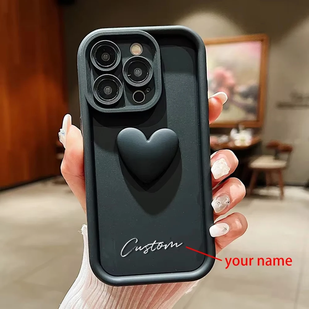 Personalised Customized Name Case For iPhone 16 15 14 13 12 11 Pro Max 7 8 SE X XR XS Max Luxury Soft Silicon Custom DIY Cover