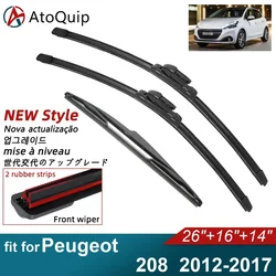 Double Rubber Car Wiper Blades for 2012-2017 Peugeot 208 Front Rear Windshield Wipers Car Accessories 2013 2014 2015 2016 2017