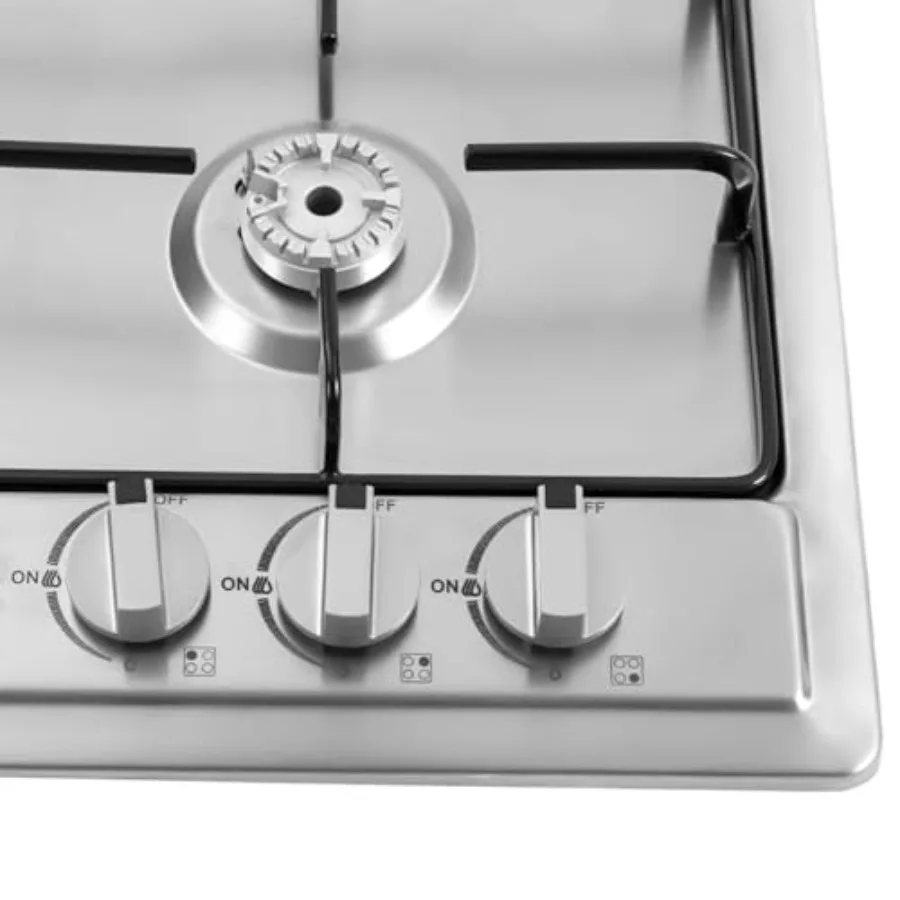 4 Burner 23 Inch Built-In Natural Gas Cooktop with Thermocouple Flameout Protection in Stainless Steel for Home Restaurant Cook
