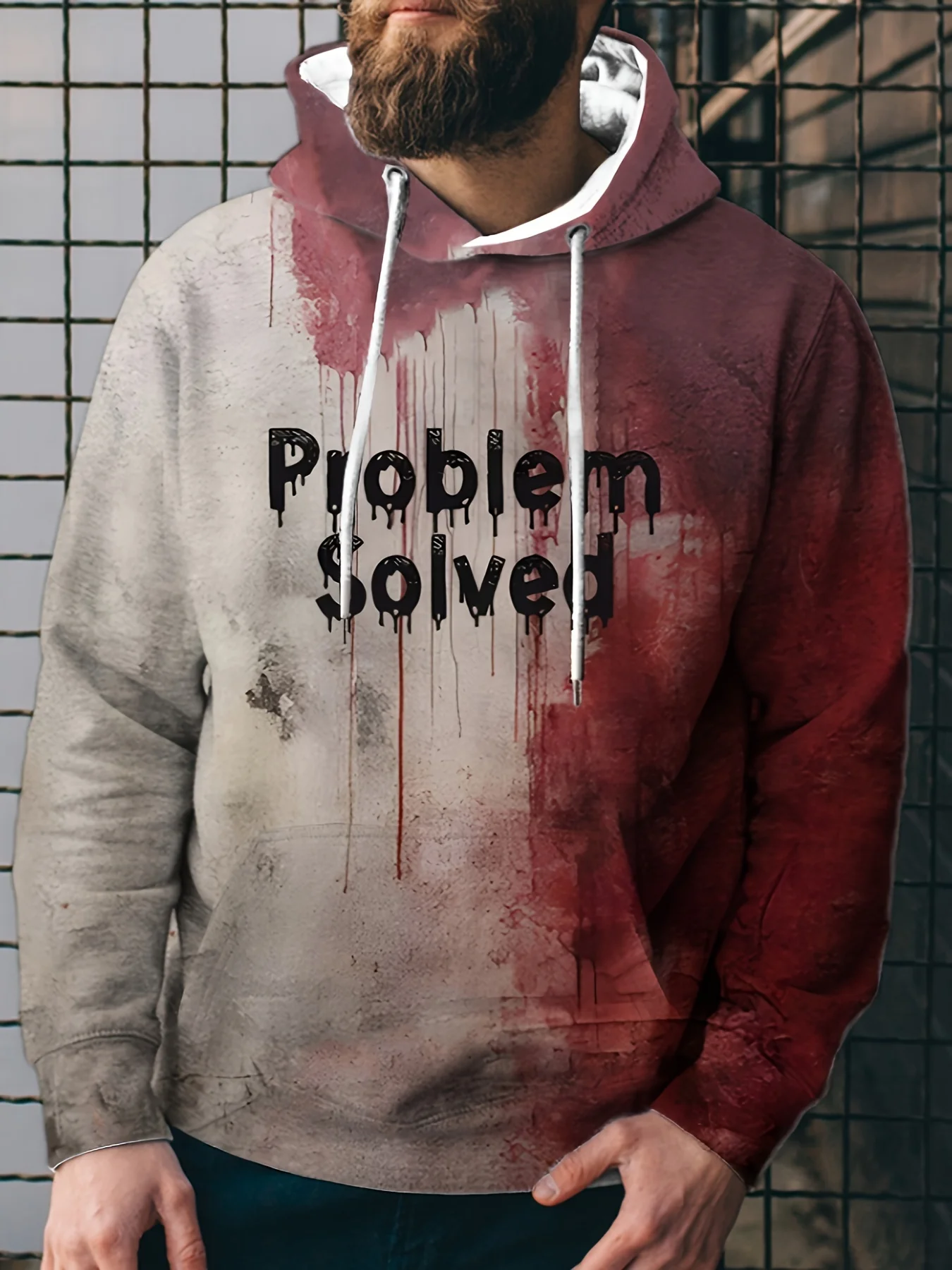 Problem Solved Hoodie Mens 3DPrint I'M Fine Bloody hooded  Sweatshirt Drawstring Pocket Man/Women Pullovers Winter Long Sleeve