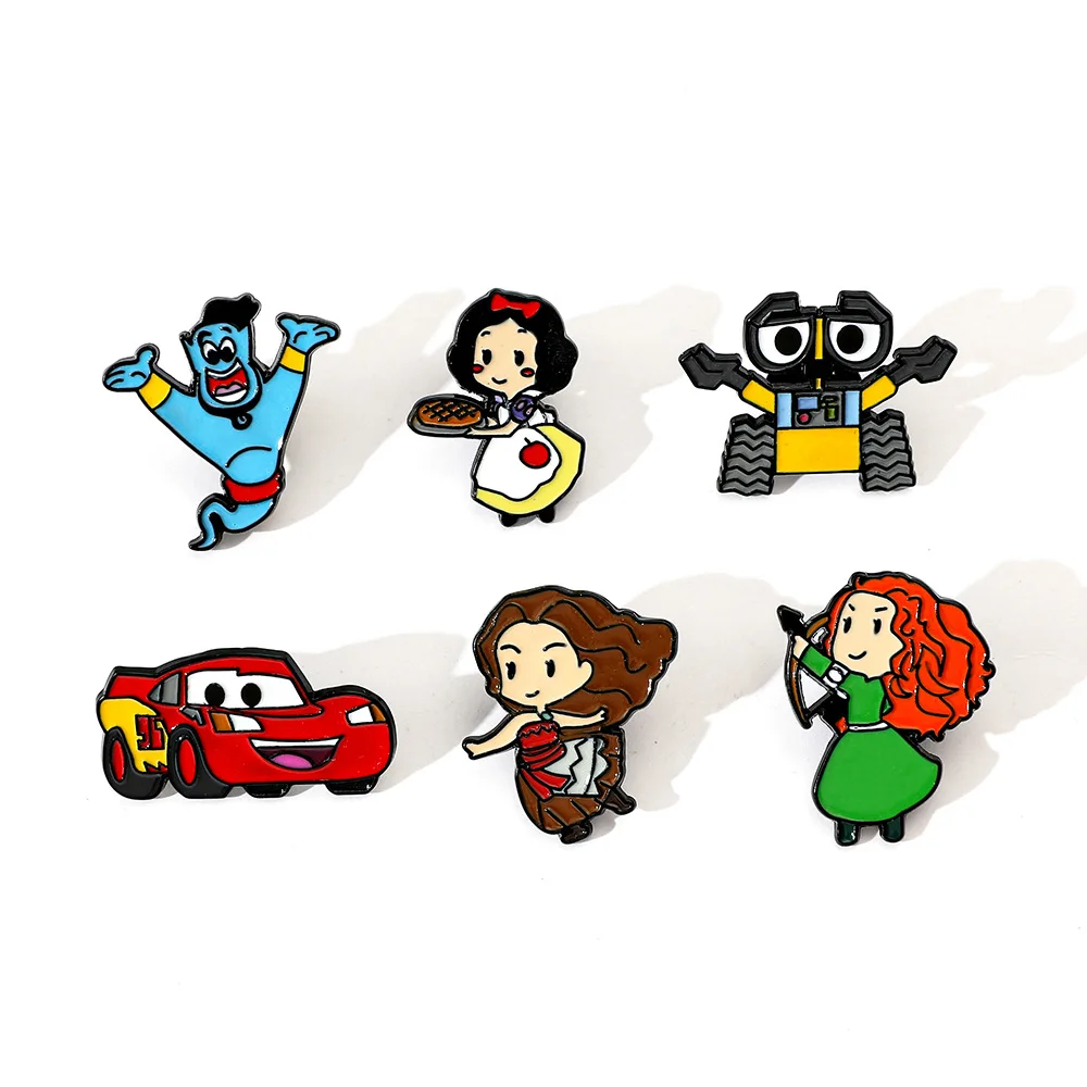 

Disney Aladdin and The Magic Lamp WALL-E Snow White Pin Brooch Badge for Clothes Lapel Pin Jewelry Accessories