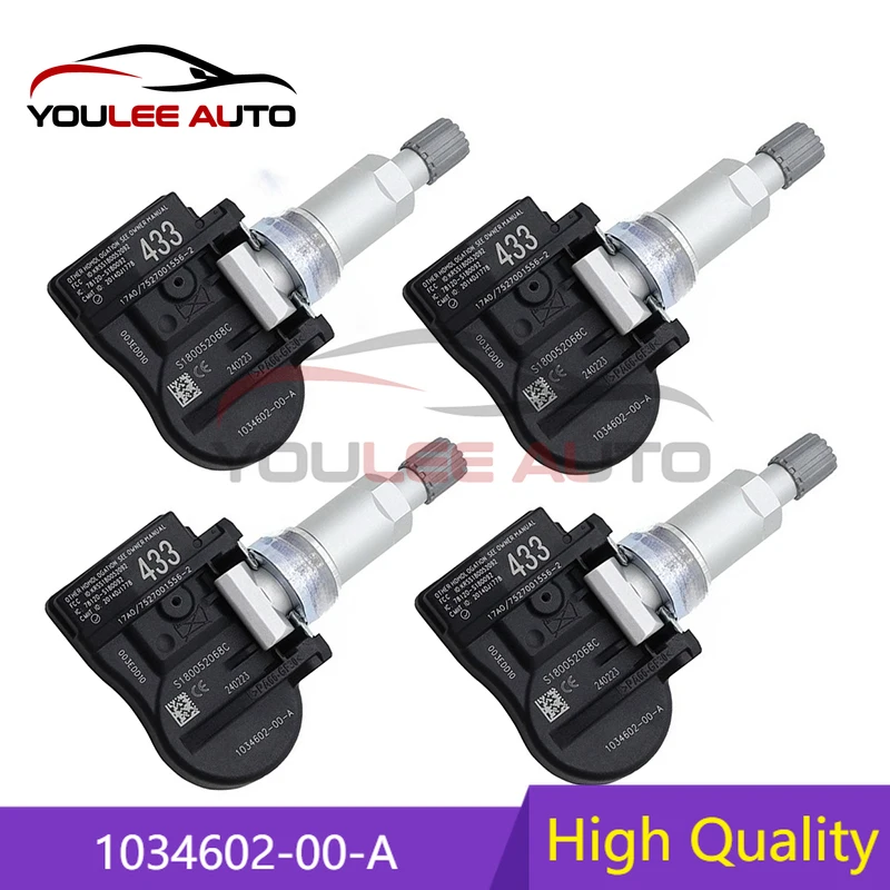

1/4Pcs 1034602-00-A 103460200A 1034602-00-C 1074812-00-B 433MHz TPMS Tire Pressure Sensor For Tesla Model S Model X Model 3