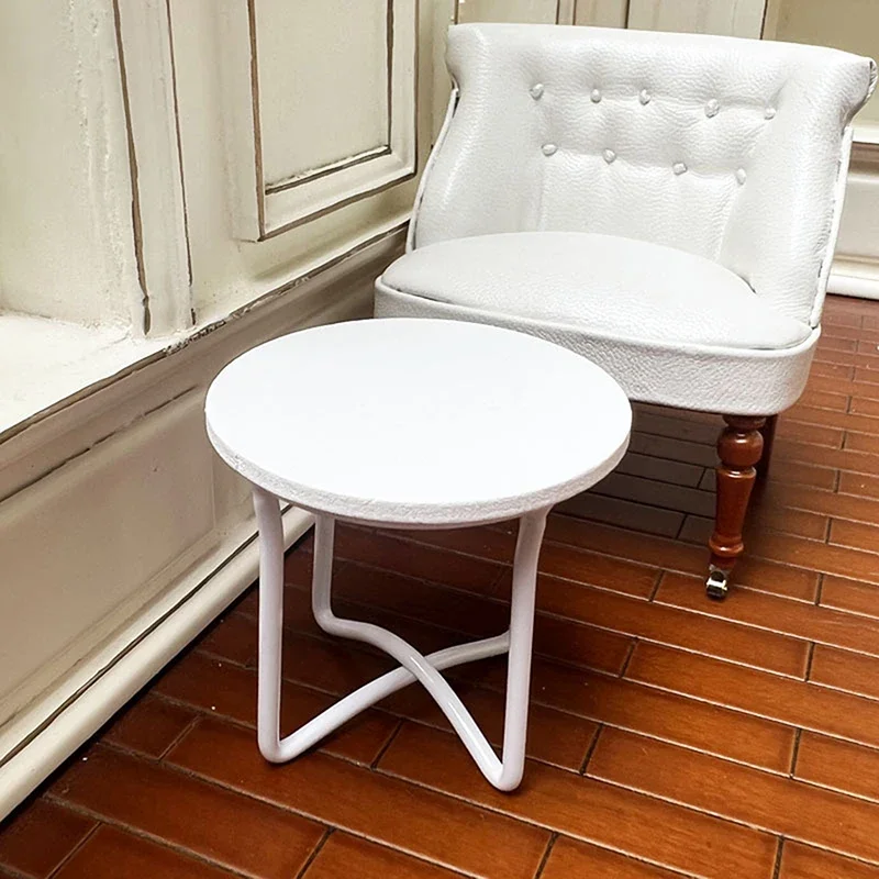 Tavolino rotondo in ferro in miniatura da 1 pezzo, scala 1:12 per l'arredamento della casa delle bambole fai da te