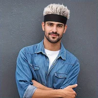 Men&apos Hip-Hop Faux Hair Beanie Hat - Black Knit-Style Skull Cap with -Like Synthetic Hair, Wig-like Accessory for Casual Wear 4