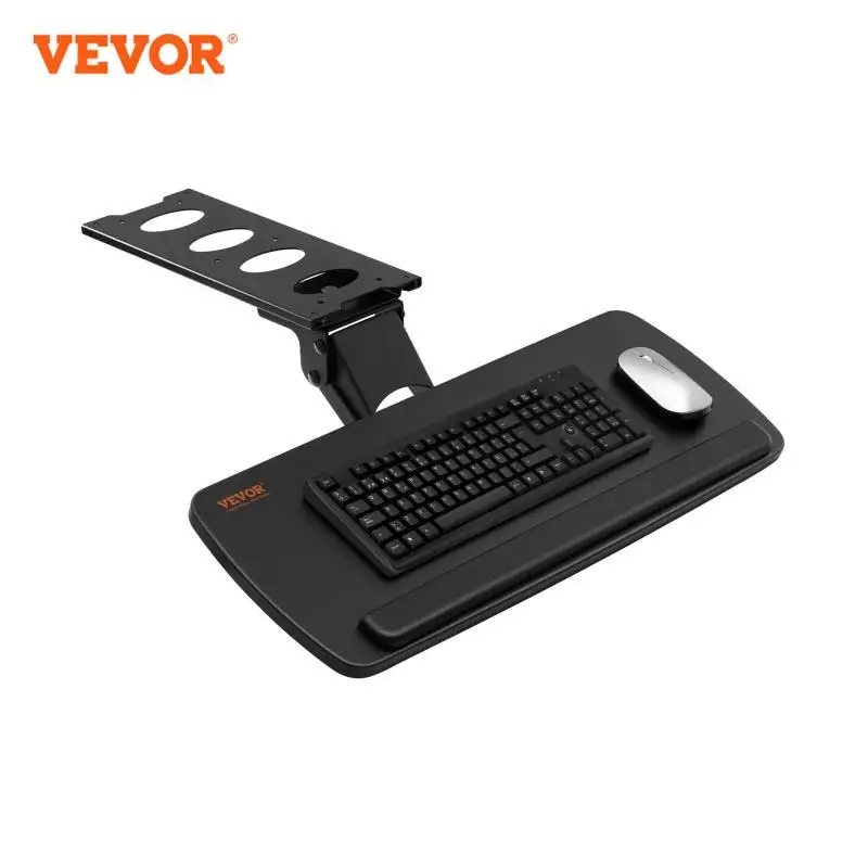 VEVOR Keyboard Tray under Desk Adjustable Height and Angle under Desk Keyboard Tray Slide out Large Keyboard Holder under Desk