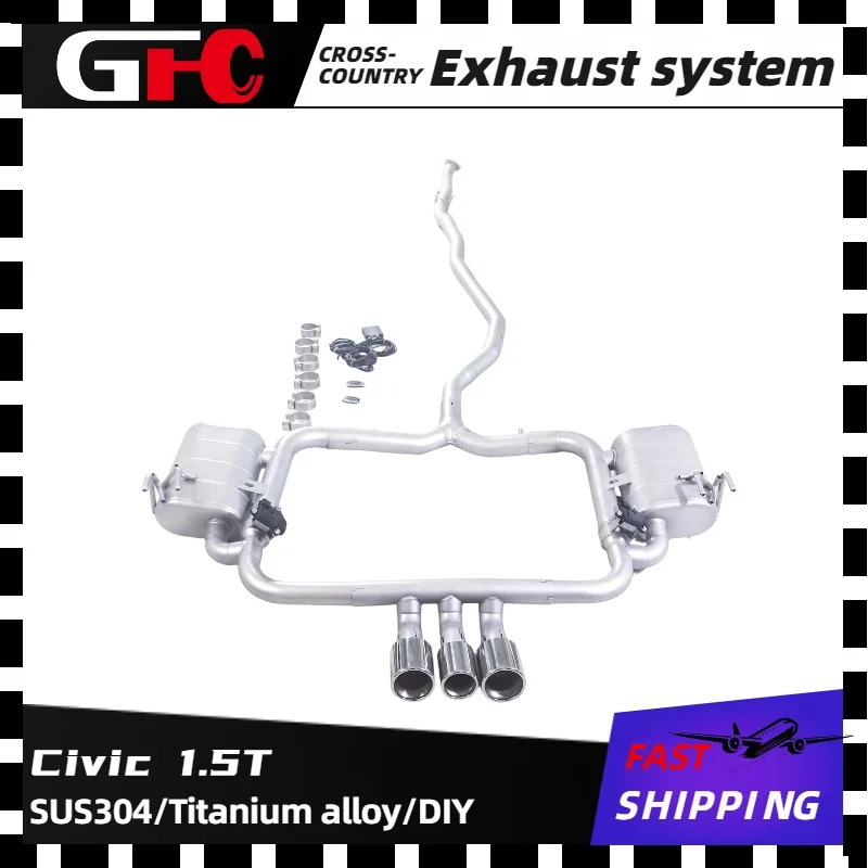 

GFC catback SUS304 high-performance exhaust system, valve muffler, 3 tips,for 2016-2021 10th Generation Civic 1.5T