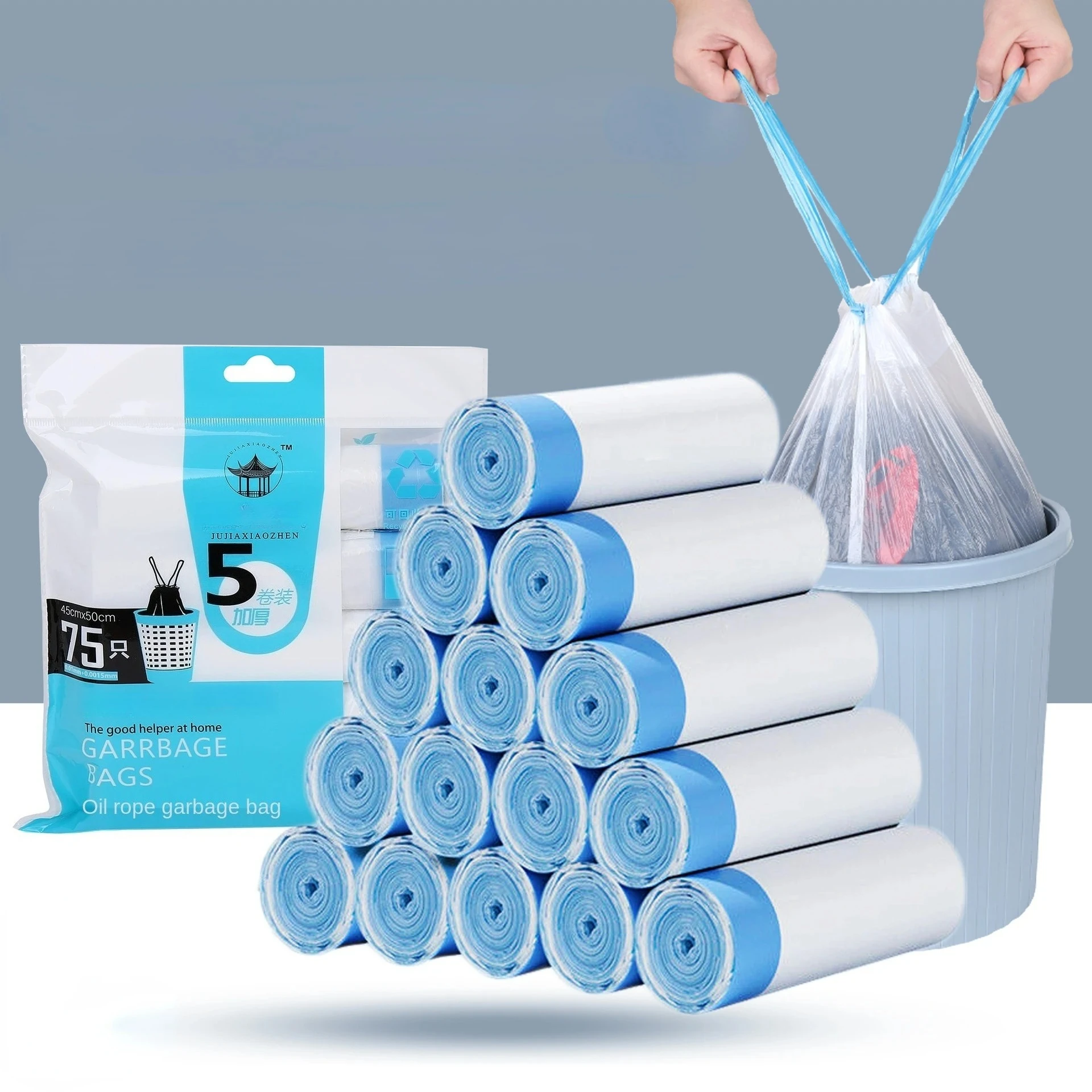 Strong Drawstring Trash Bags Heavy Duty Thick Kitchen with Handles Scented Rose Lavender Lemon Vanilla Multiple Sizes Leak Proof