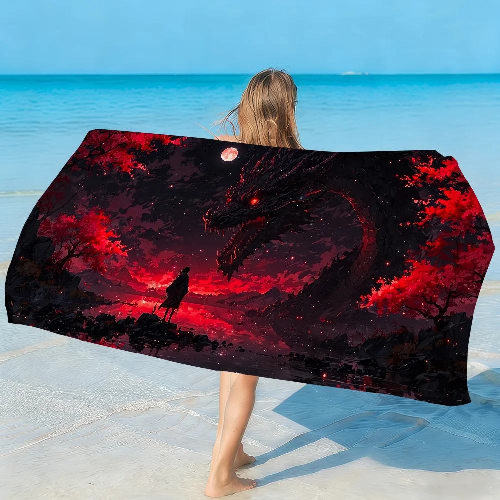 Dragon Towel Soft Lightweight Anti-Sand Large Beach Towel Quick-Drying Bath Sports Family