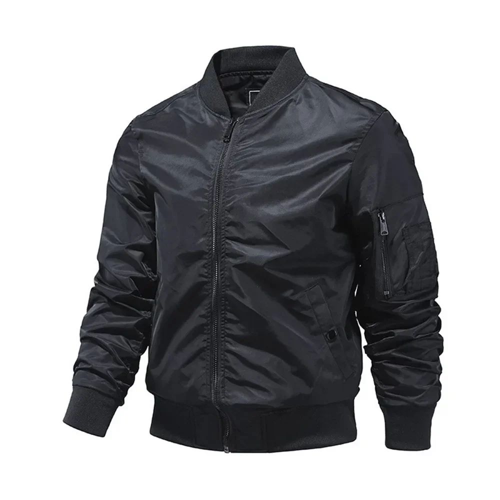 

Jackets for Men, Monochromatic Bomber Jacket, Outerwear, Aviator Baseball Jackets, Outdoor Clothing, Spring and Autumn